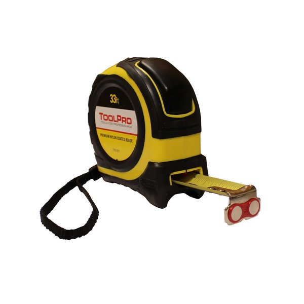 Toolpro 33 ft x 1 in Magnetic Tape Measure with Wrist Loop TP01071